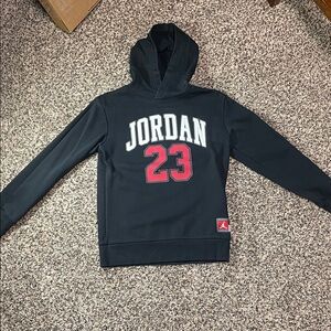 Jordan Black Hoodie with Bold Red and White Design